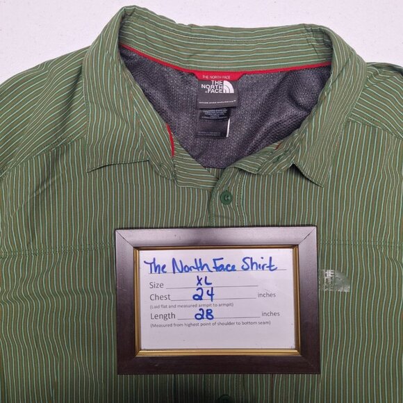 The North Face Button Down Shirt Green Stripes Long Sleeve Mens XL Breathable - Picture 6 of 9